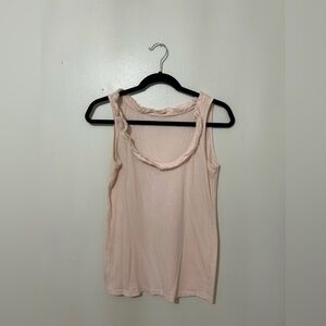 ANN TAYLOR LOFT | lightweight, light pink sleeveless blouse w/detail around neck